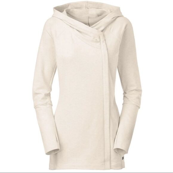 The North Face Cotton Blend Zip Front Hoodie Sweatshirt In Oatmeal Size M - Picture 1 of 12